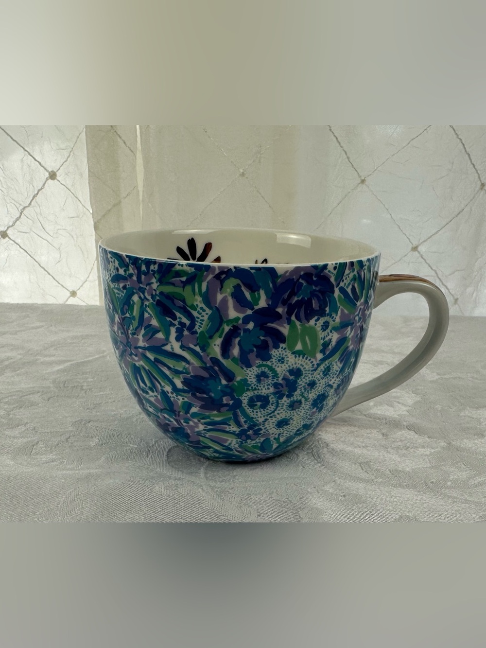 Lilly Pulitzer Blue & Green Floral Ceramic Mug